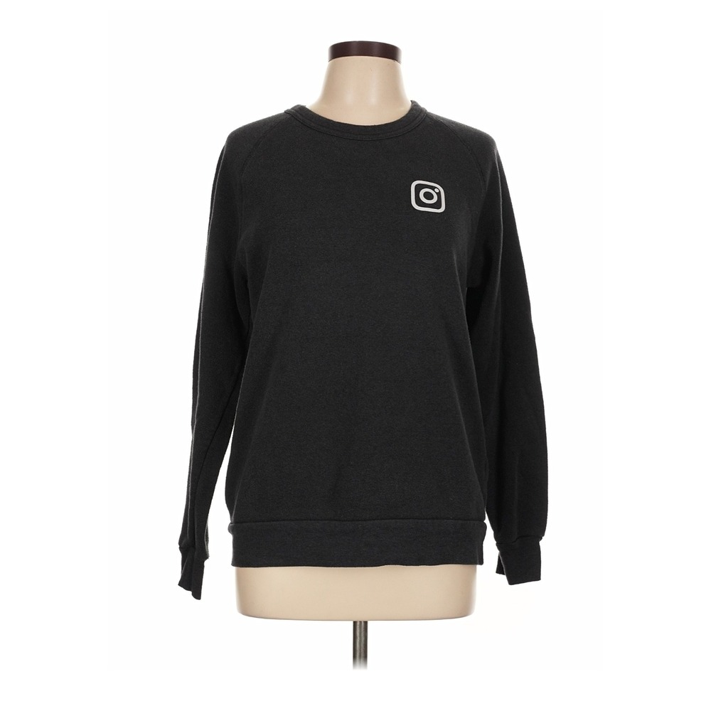 Alternative Instagram Logo Sweatshirt Charcoal Grey Raglan Pullover Large